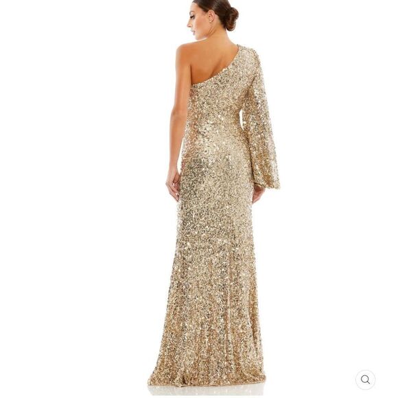 Mac Duggal 26717 SEQUINED ONE SHOULDER BISHOP SLEEVE TRUMPET GOWN - Picture 5 of 16